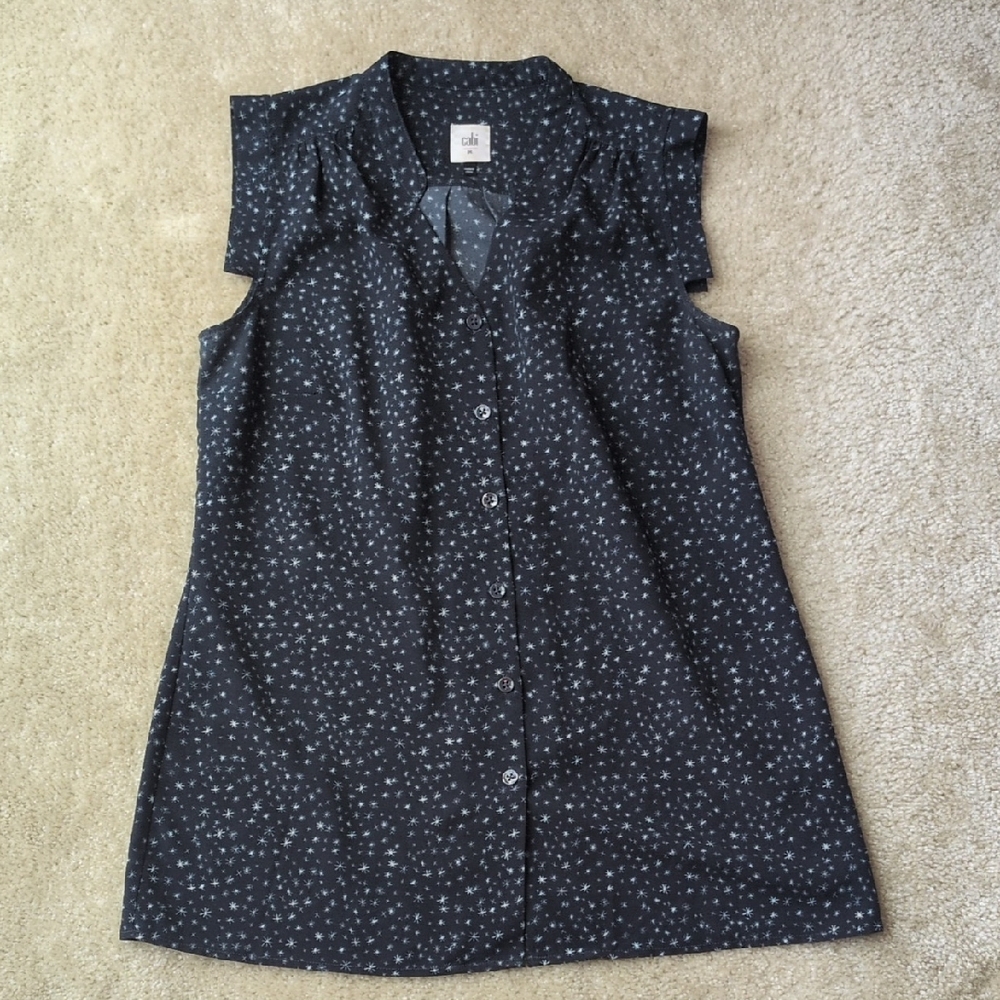CAbi Black Star Print Tank Top